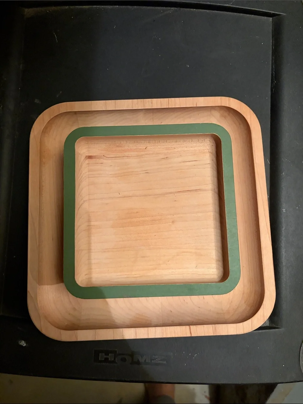 JK Adams for Uncommon Collection Square Wooden Serving Tray with Green Accent